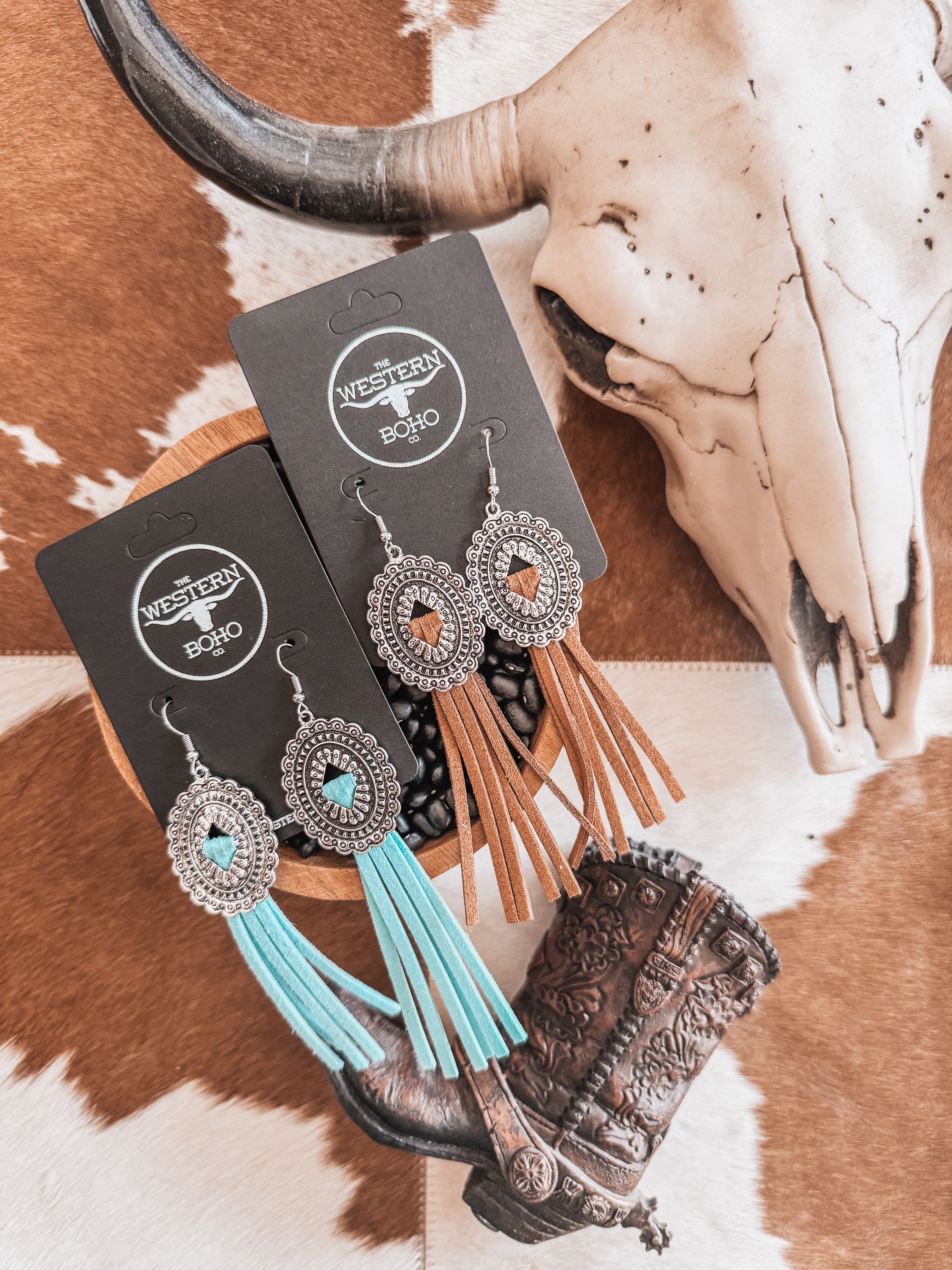 Concho earrings deals