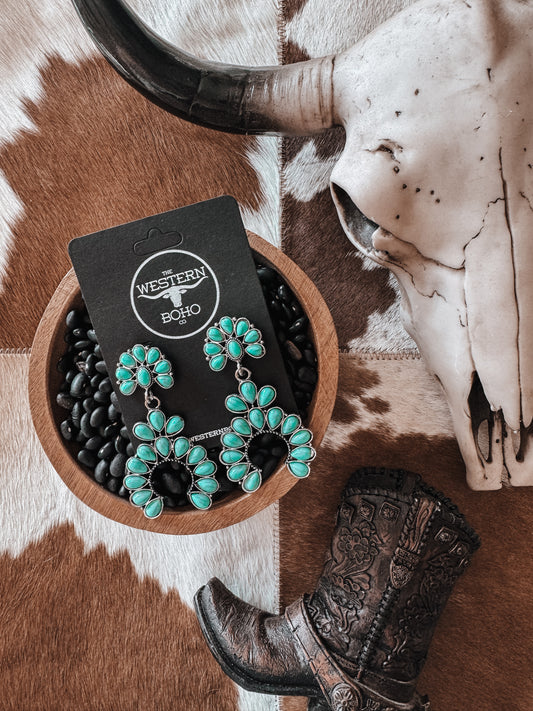 Turquoise Squash Blossom Earrings - The Western Boho Co