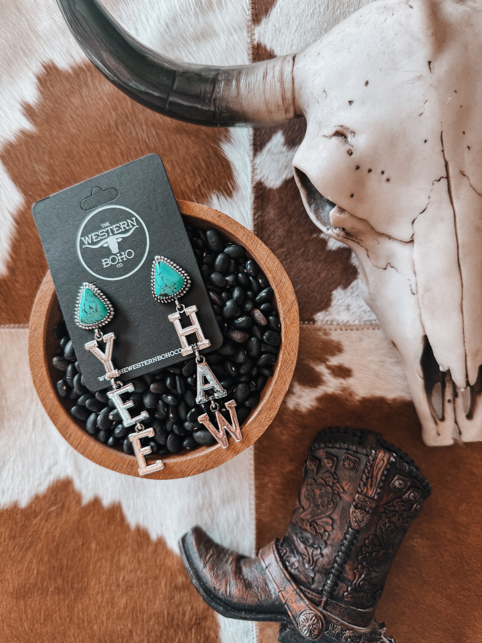 YEE HAW Turquoise Stone Earrings - The Western Boho Co