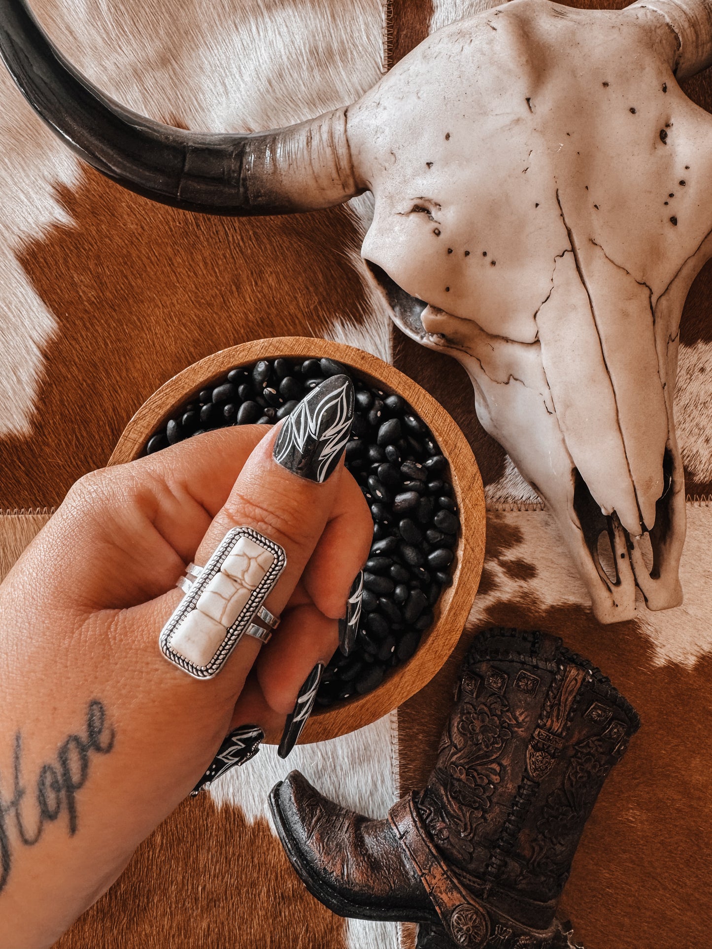 White Stone Western Ring - The Western Boho Co