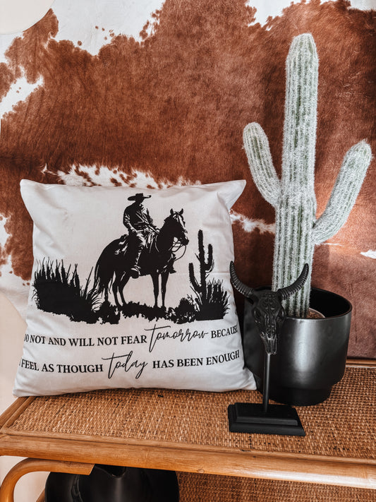 I Do Not And Will Fear Tomorrow Pattern Velvet Cushion Cover - The Western Boho Co