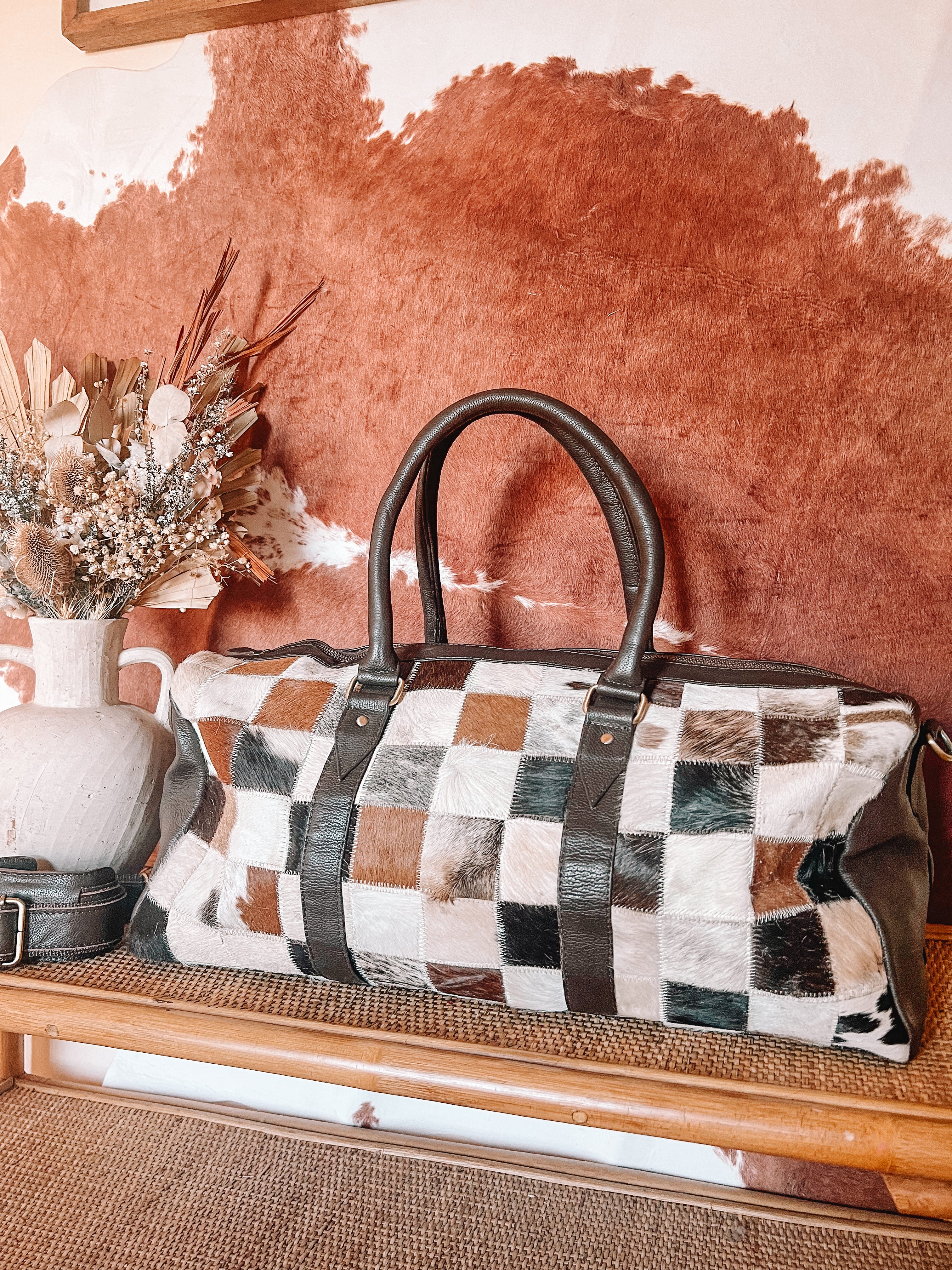 Cowhide overnight bag online australia