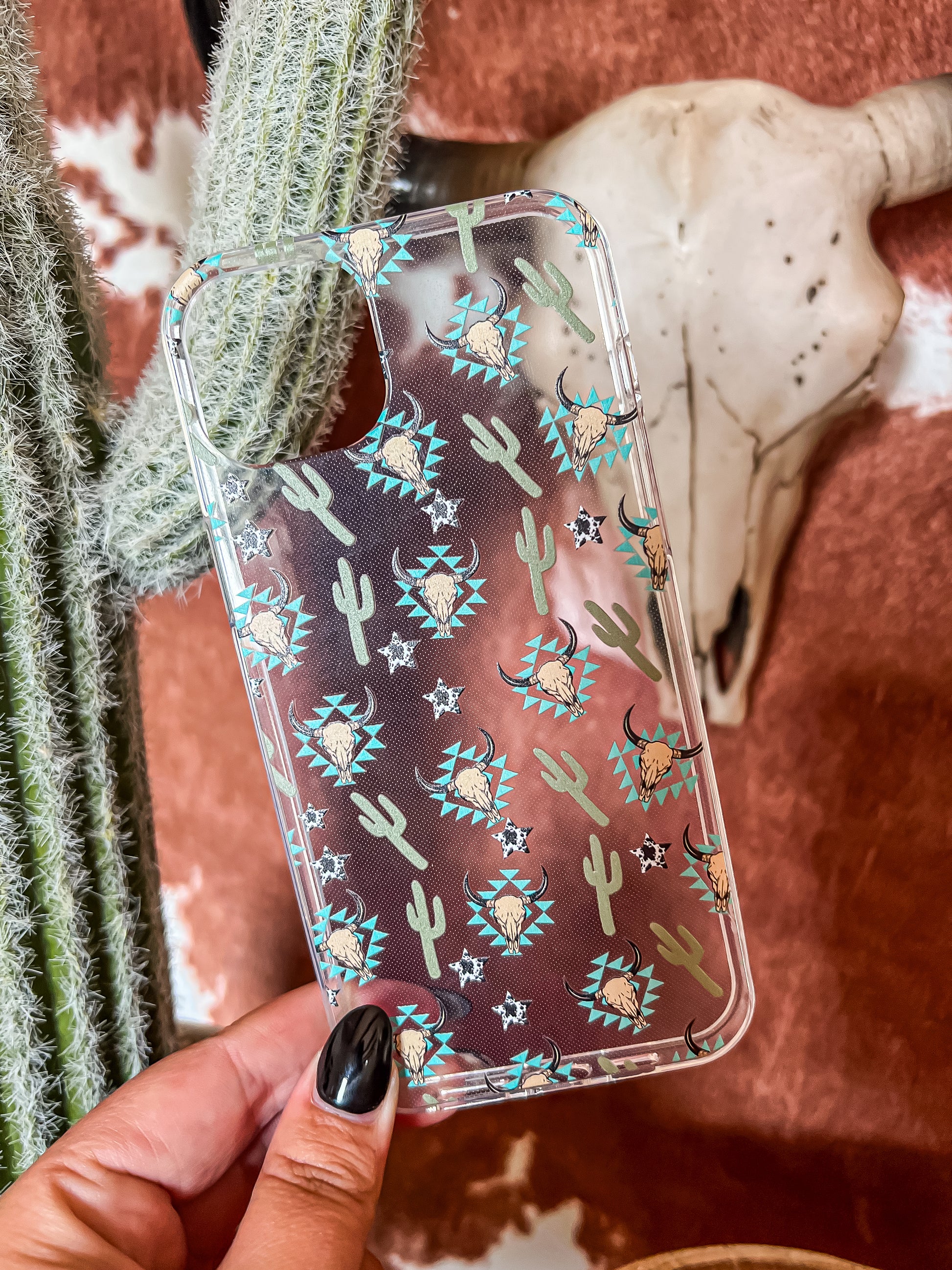 Steerhead, Aztec + Cactus Iphone Case - The Western Boho Co