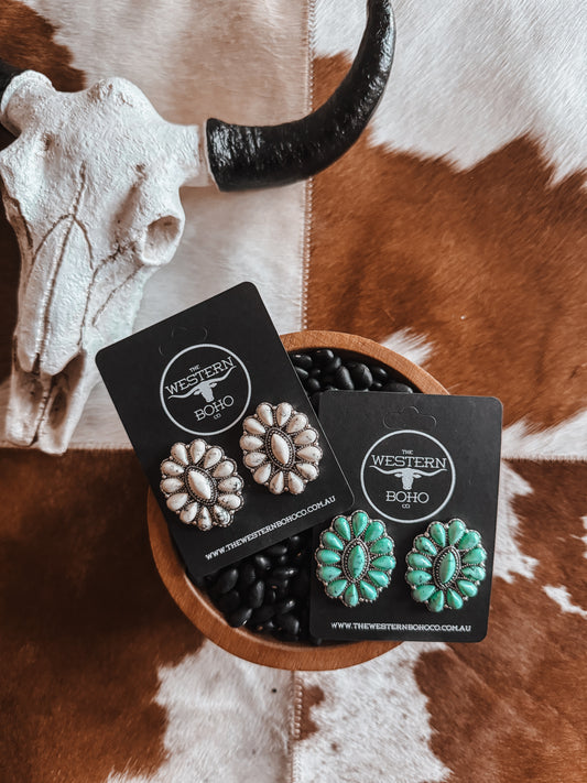 Western Oval Gem Earrings - The Western Boho Co