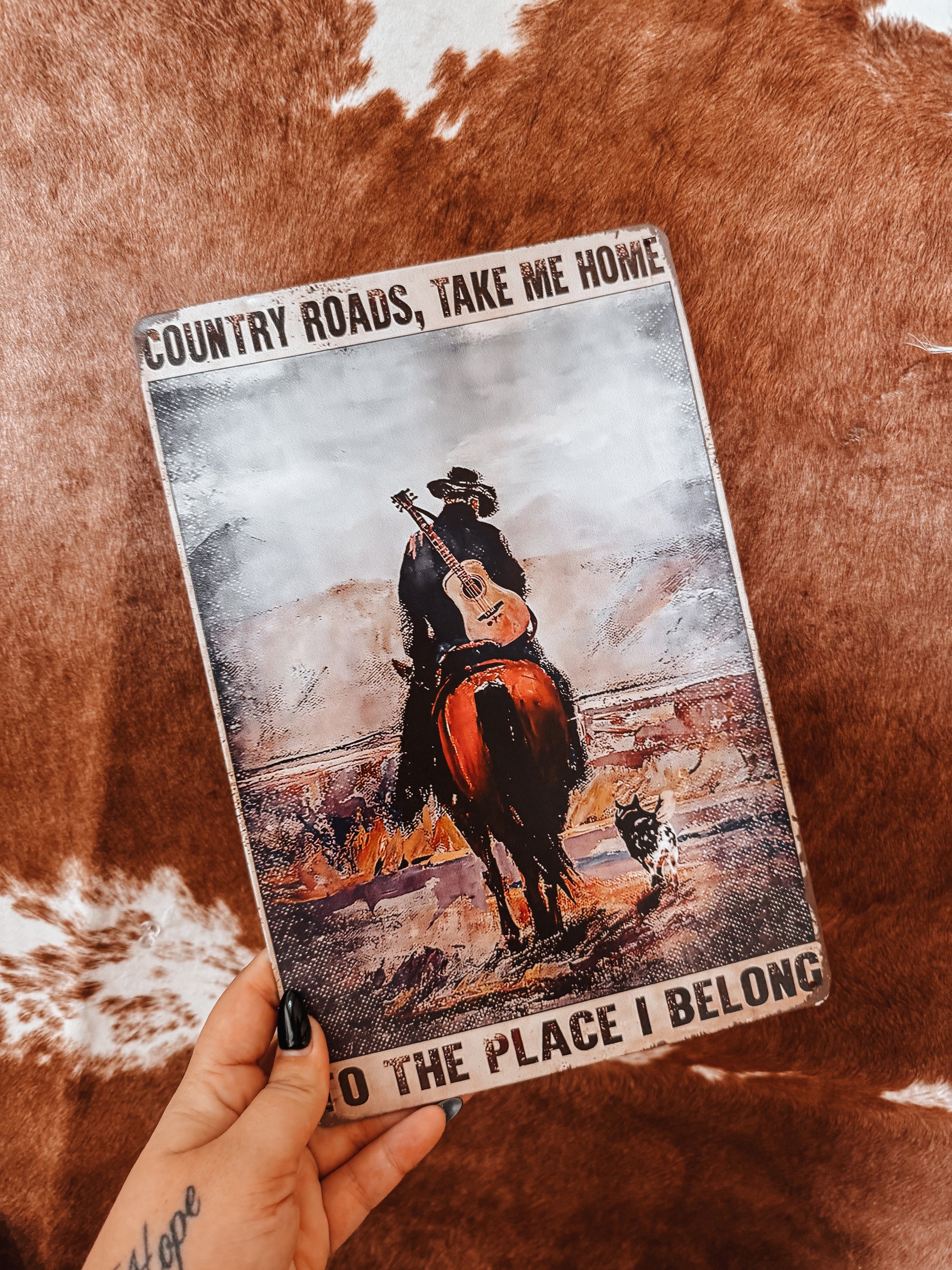 Take Me Home Country Roads Western A4 Tin Sign - The Western Boho Co