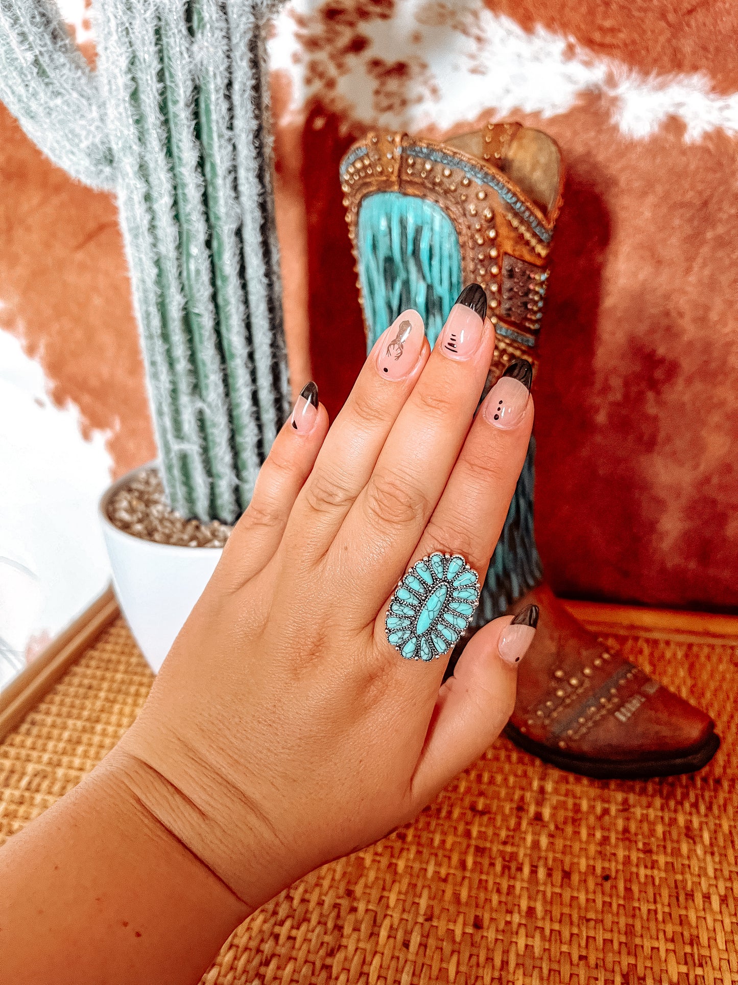 Silver + Turquoise Gem Ring - The Western Boho Co