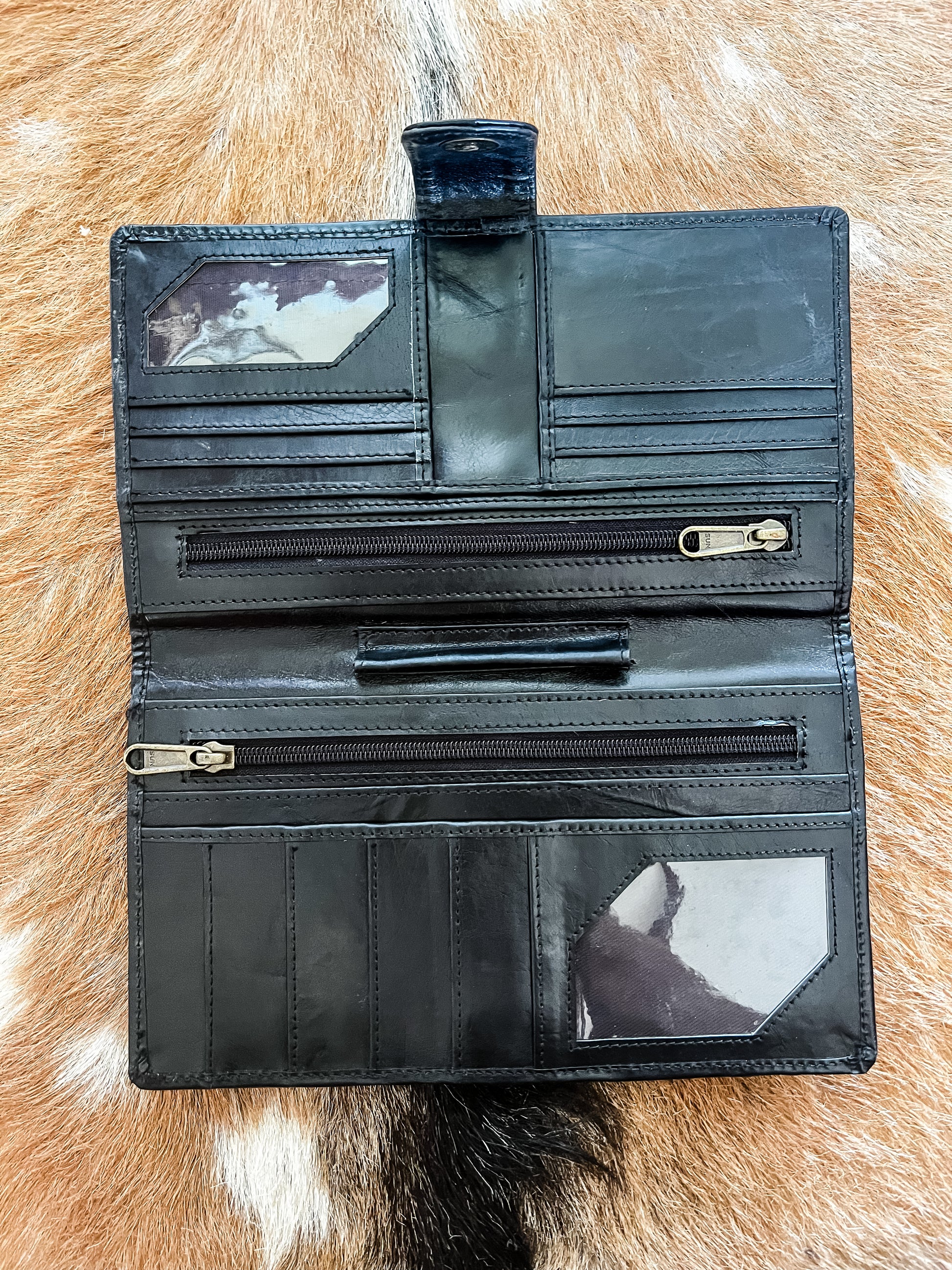 Leather Cowhide Large Wallet - The Western Boho Co