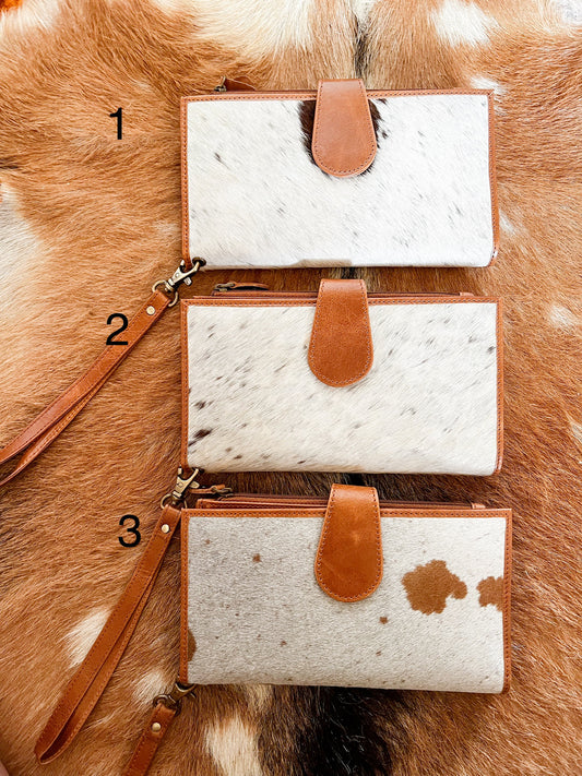 Tan + Cowhide Compartment Wallet - The Western Boho Co