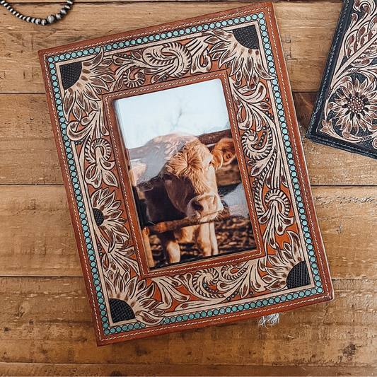 Tooled Leather Photo Frame - The Western Boho Co