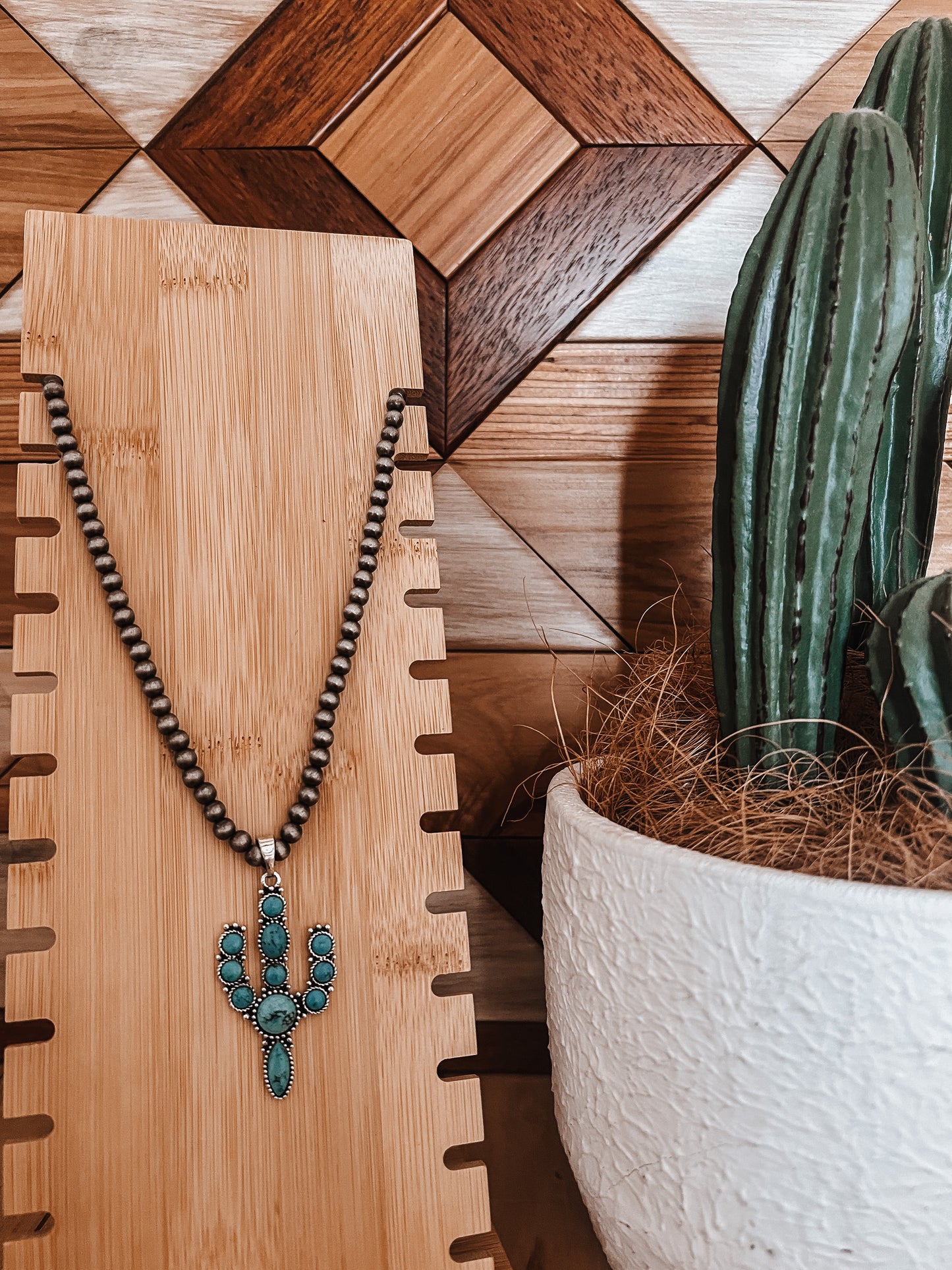 Navajo + Cactus Stone Western Necklace - The Western Boho Co