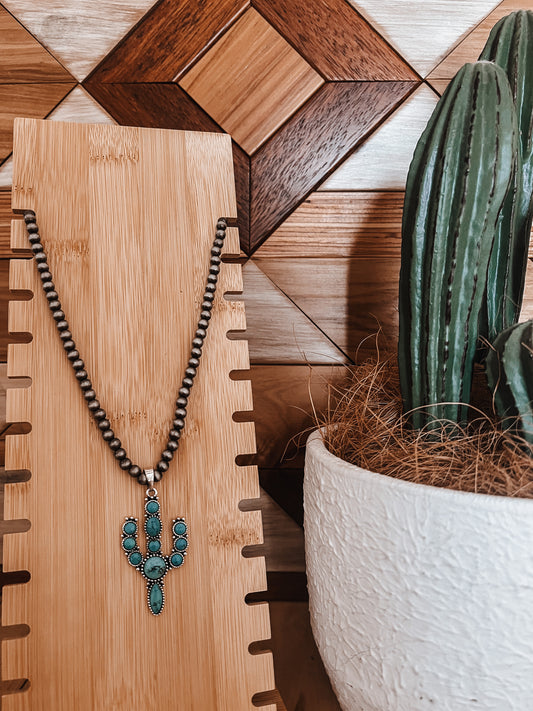 Navajo + Cactus Stone Western Necklace - The Western Boho Co