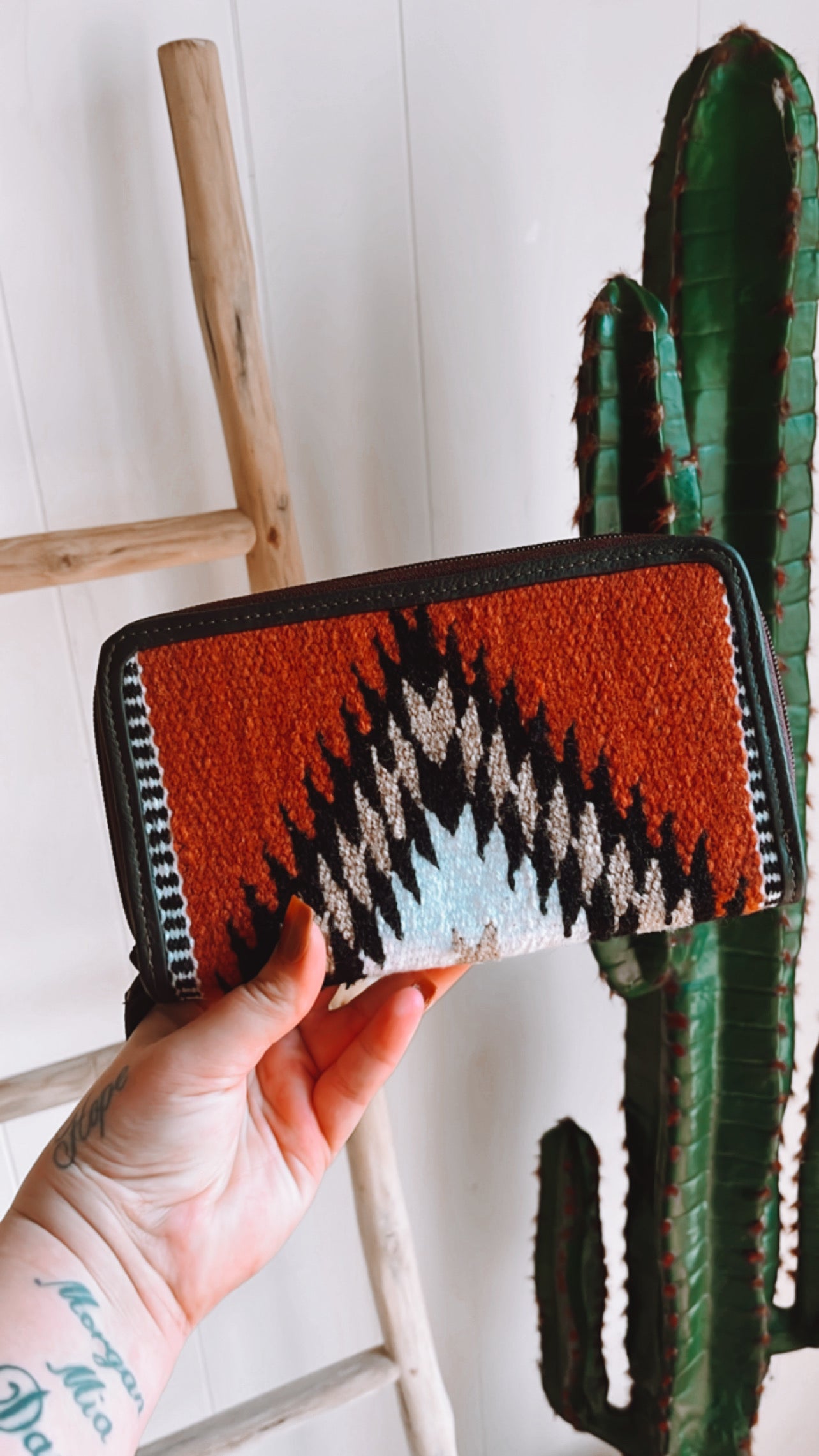 Rust, Beige, Black & White Saddle Blanket Wallet - The Western Boho Co