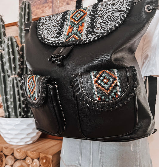 Tooled Aztec Backpack - The Western Boho Co