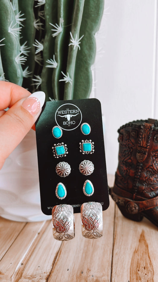 Turquoise Western Earring Set/5 - The Western Boho Co