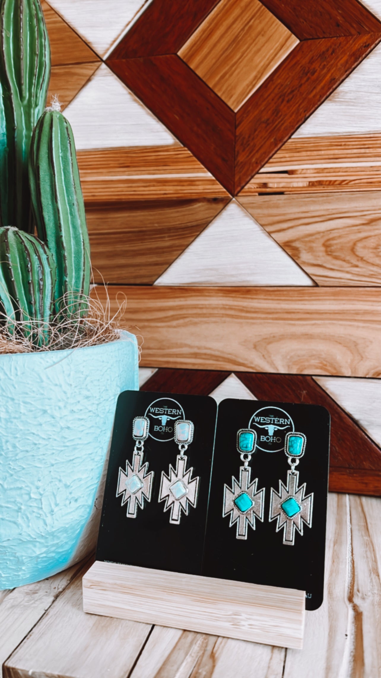 Turquoise Aztec Stone Earrings - The Western Boho Co