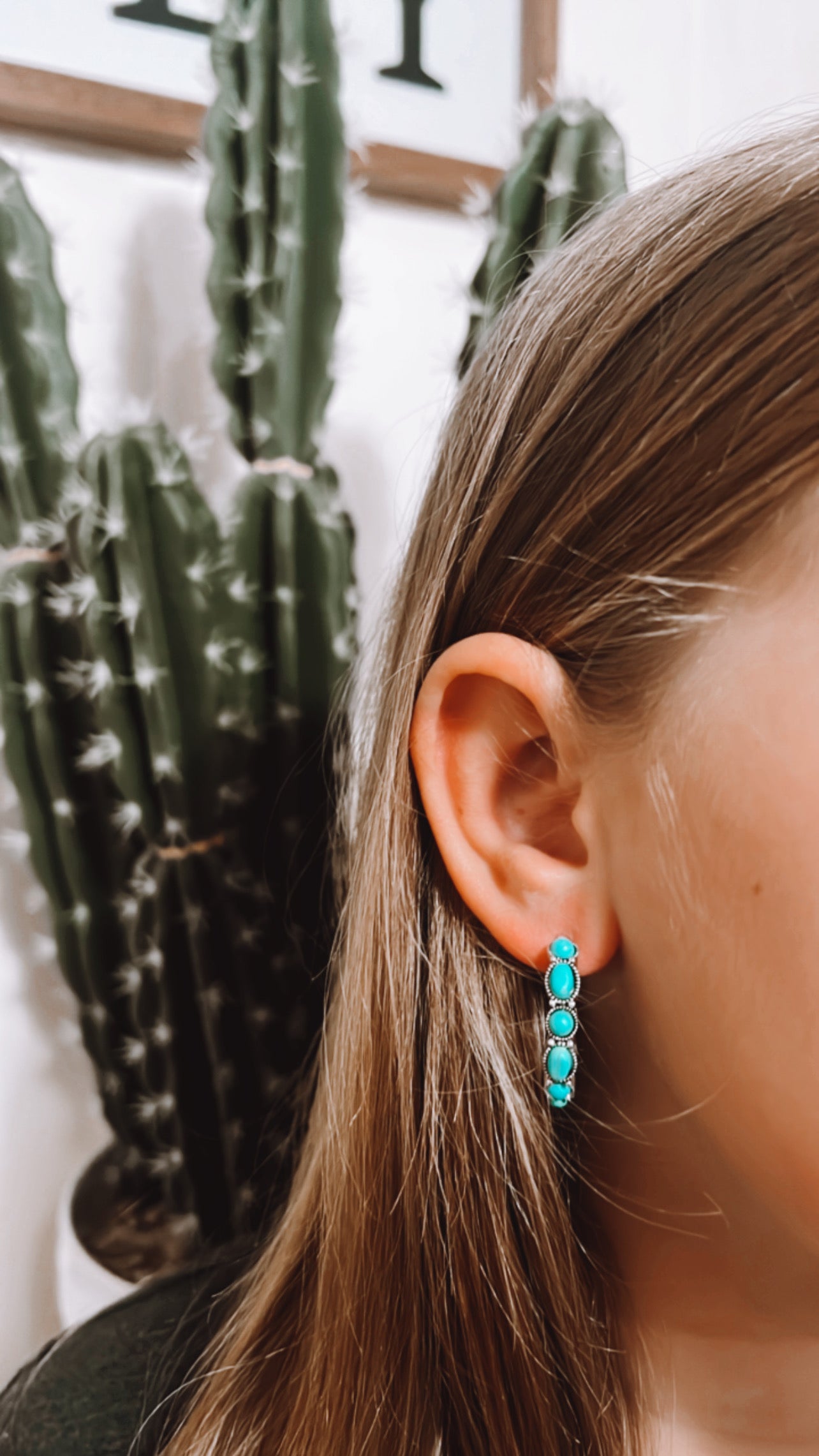 Turquoise Hoop Dangles - The Western Boho Co