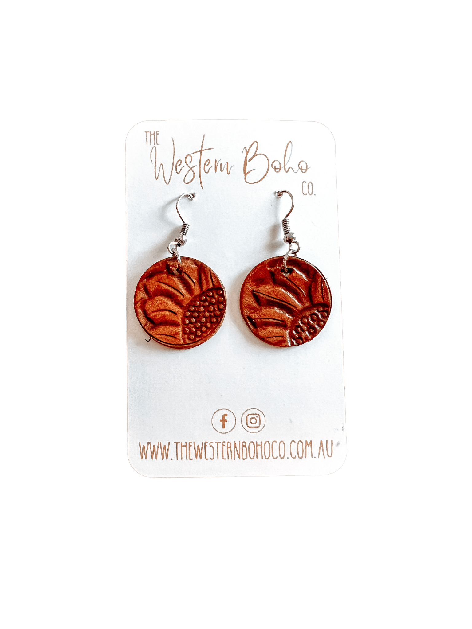 Leather Sunflower Petite Earrings - That Rattan Shop