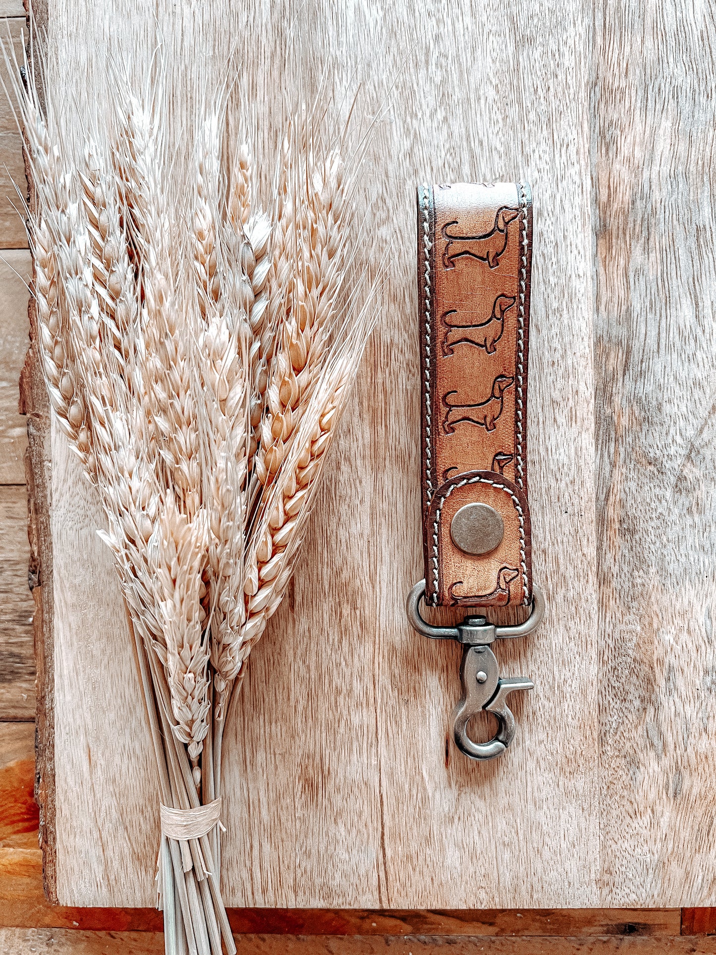 Daschund Tooled Leather Keyring - That Rattan Shop