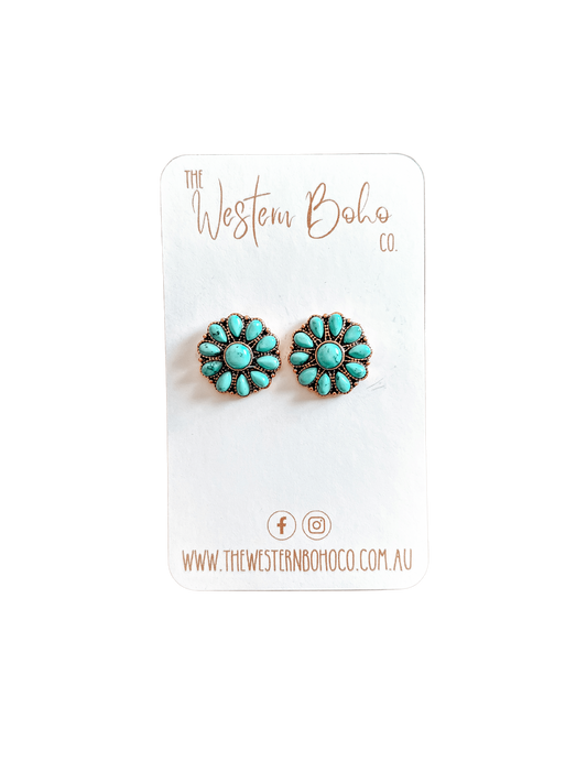 Turquoise & Bronze Daisy Studs - That Rattan Shop