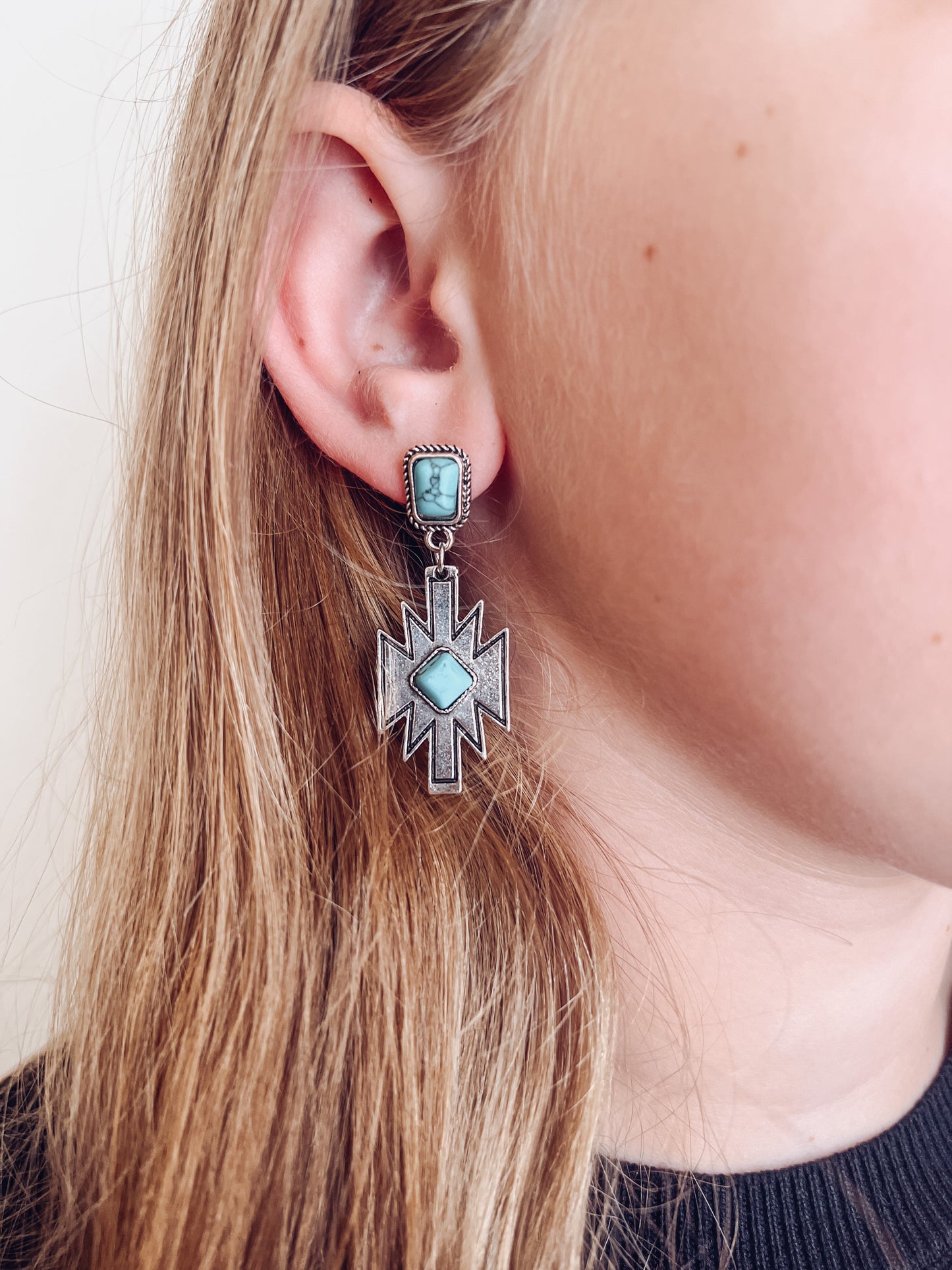 Turquoise Aztec Stone Earrings - That Rattan Shop